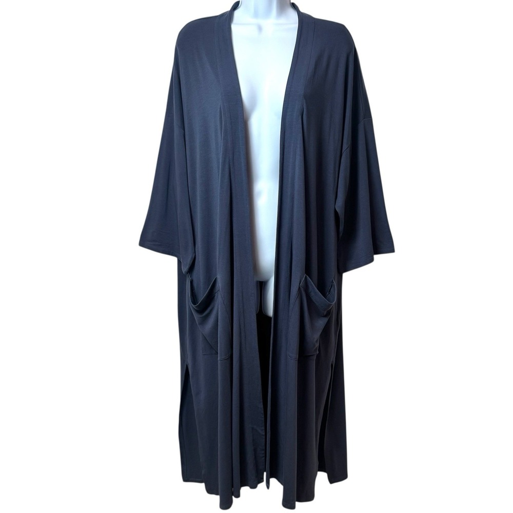 Eileen Fisher Slate Blue Open Front Duster Cardigan Capsule Chic Old Money 1X - Picture 2 of 13